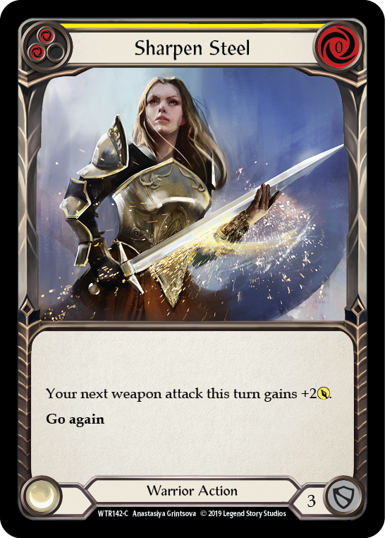 Sharpen Steel (Yellow) [WTR142-C] Alpha Print Rainbow Foil Flesh And Blood Single Flesh And Blood   