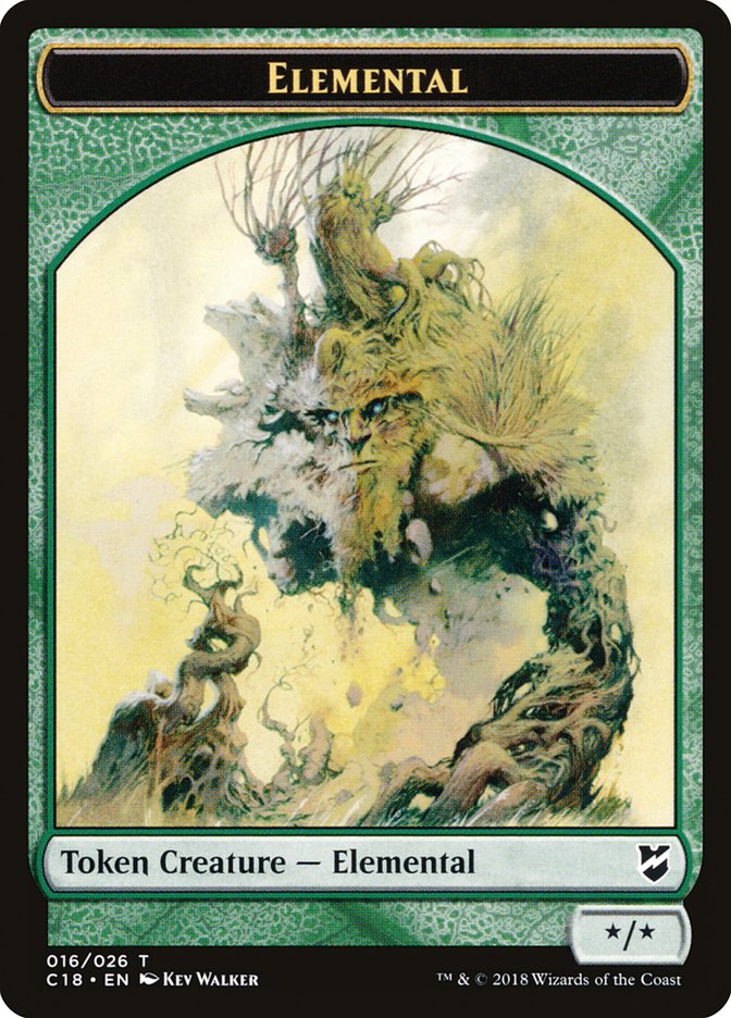 Cat Warrior // Elemental Double-Sided Token [Tokens] Commander 2018 Tokens MTG Single Magic: The Gathering