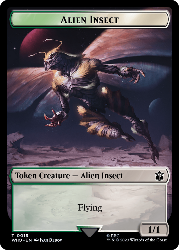 Alien Insect // Mutant Double-Sided Token [Tokens] Doctor Who Tokens MTG Single Magic: The Gathering