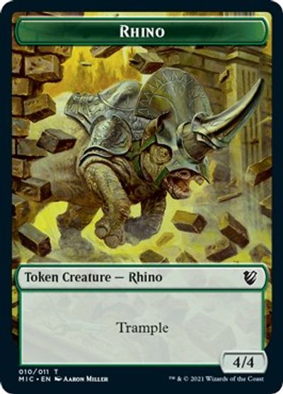 Rhino // Wolf Double-Sided Token [Innistrad: Midnight Hunt Commander Tokens] MTG Single Magic: The Gathering   