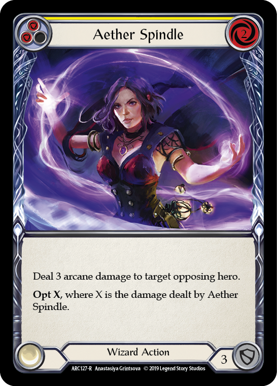 Aether Spindle (Yellow) [ARC127-R] 1st Edition Rainbow Foil Flesh And Blood Single Flesh And Blood   