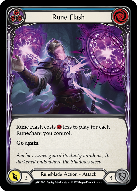 Rune Flash (Blue) [ARC102-C] 1st Edition Rainbow Foil Flesh And Blood Single Flesh And Blood   