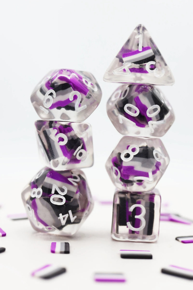 Foam Brain Games Asexual Flag 7-Die Set Dice & Gaming Accessories Foam Brain Games