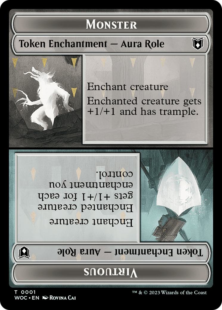 Copy // Monster Role / Virtuous Role Double-Sided Token [Tokens] Wilds of Eldraine Commander Tokens MTG Single Magic: The Gathering