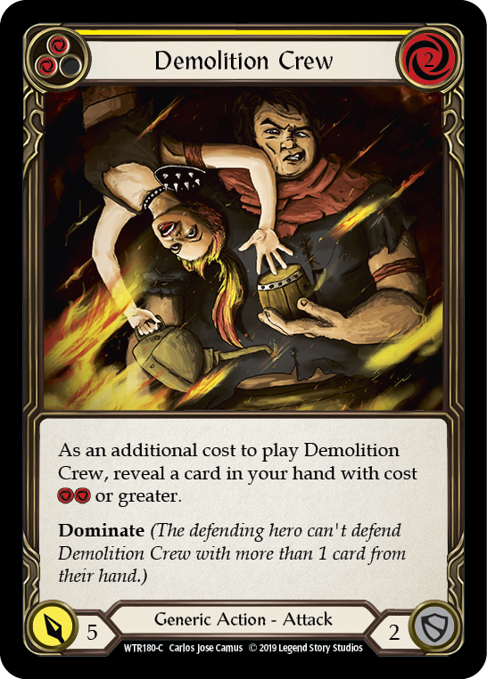Demolition Crew (Yellow) [WTR180-C] Alpha Print Rainbow Foil Flesh And Blood Single Flesh And Blood   
