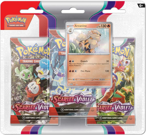 Pokémon Scarlet and Violet 3-Pack Blister (Arcanine) Pokemon Sealed Pokémon