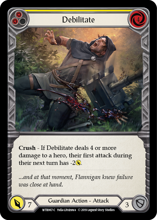 Debilitate (Yellow) [WTR067-C] Alpha Print Rainbow Foil Flesh And Blood Single Flesh And Blood   