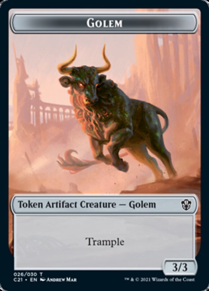 Golem (026) // Thopter Double-Sided Token [Tokens] Commander 2021 Tokens MTG Single Magic: The Gathering