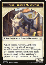 Heart-Piercer Manticore // Warrior Double-Sided Token [Tokens] Amonkhet Tokens MTG Single Magic: The Gathering