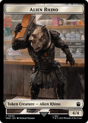 Alien Rhino // Alien Salamander Double-Sided Token (Surge Foil) [Tokens] Doctor Who Tokens MTG Single Magic: The Gathering