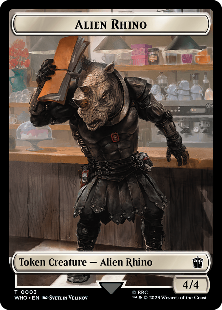Alien Rhino // Alien Salamander Double-Sided Token (Surge Foil) [Tokens] Doctor Who Tokens MTG Single Magic: The Gathering