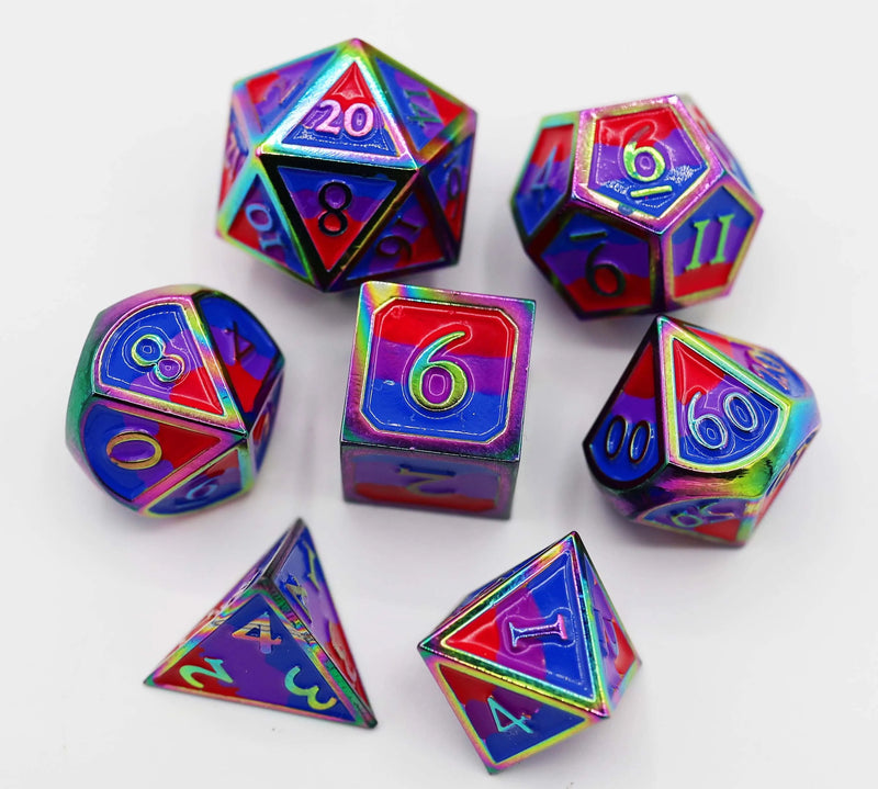 Foam Brain Games Bisexual - Pride Flag 7-Die Set (Metal) Dice & Gaming Accessories Foam Brain Games