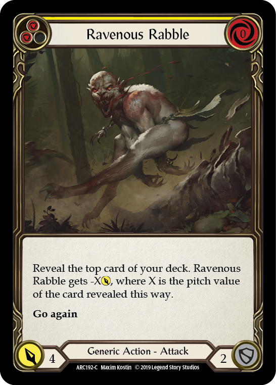 Ravenous Rabble (Yellow) [ARC192-C] 1st Edition Rainbow Foil Flesh And Blood Single Flesh And Blood   