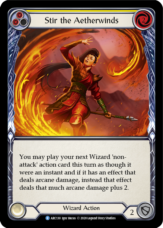 Stir the Aetherwinds (Yellow) [ARC130] Unlimited Edition Rainbow Foil Flesh And Blood Single Flesh And Blood   