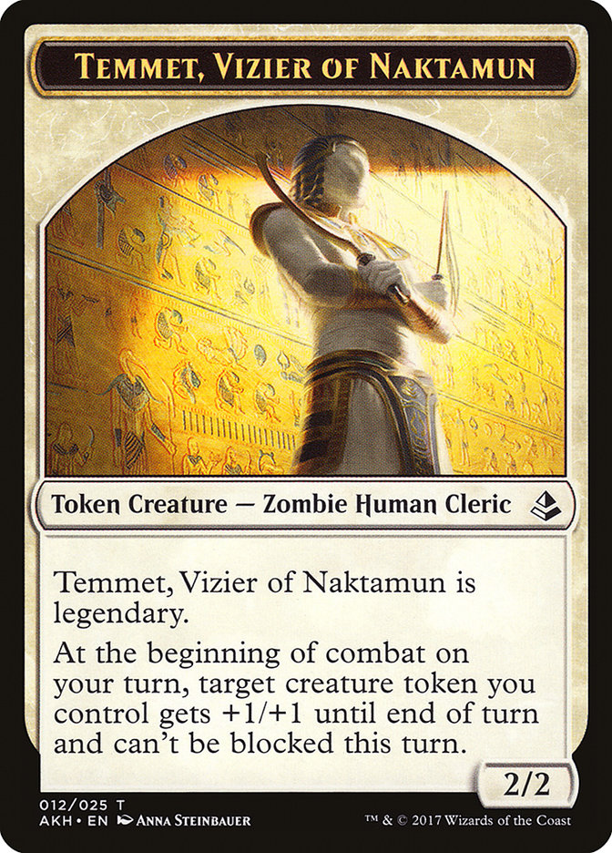 Temmet, Vizier of Naktamun // Zombie Double-Sided Token [Tokens] Amonkhet Tokens MTG Single Magic: The Gathering