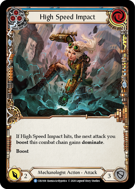 High Speed Impact (Blue) [CRU108] 1st Edition Rainbow Foil Flesh And Blood Single Flesh And Blood   