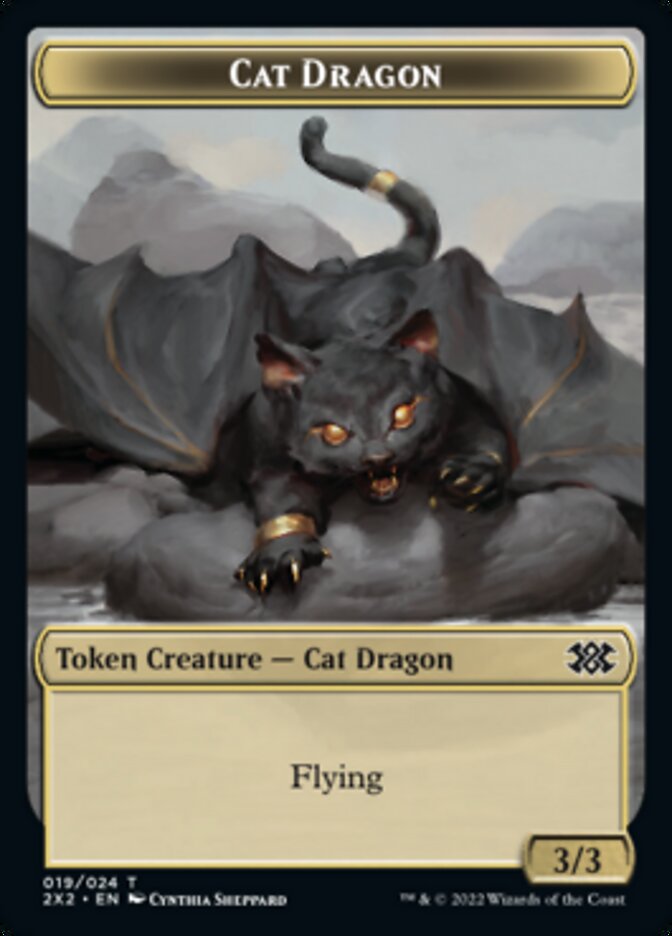 Cat Dragon Token [Tokens] Double Masters 2022 Tokens MTG Single Magic: The Gathering