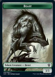Beast (010) // Fish Double-Sided Token [Tokens] Commander 2021 Tokens MTG Single Magic: The Gathering