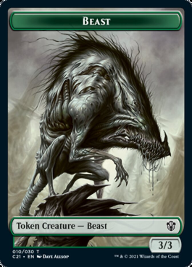 Beast (010) // Fish Double-Sided Token [Tokens] Commander 2021 Tokens MTG Single Magic: The Gathering