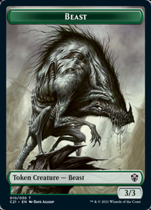 Beast (010) // Fish Double-Sided Token [Tokens] Commander 2021 Tokens MTG Single Magic: The Gathering