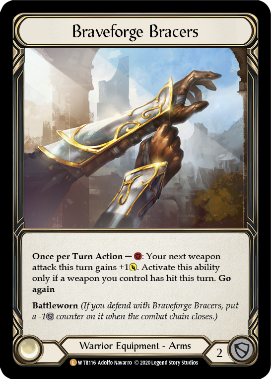 Braveforge Bracers [WTR116] Unlimited Edition Rainbow Foil Flesh And Blood Single Flesh And Blood   