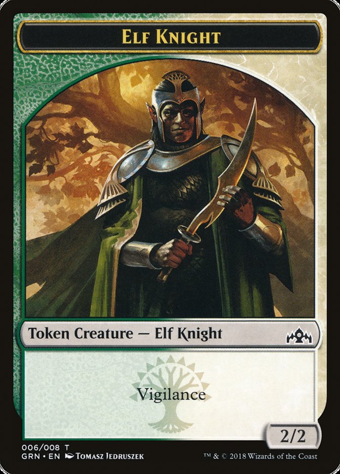 Saproling // Elf Knight Double-Sided Token [Guilds of Ravnica Guild Kit Tokens] MTG Single Magic: The Gathering   