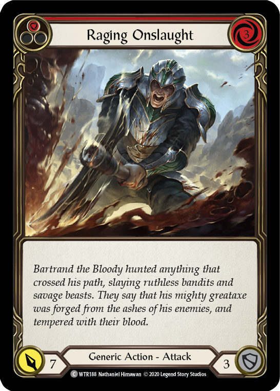 Raging Onslaught (Red) [WTR188] Unlimited Edition Rainbow Foil Flesh And Blood Single Flesh And Blood   