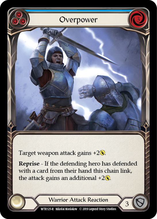 Overpower (Blue) [WTR125-R] Alpha Print Rainbow Foil Flesh And Blood Single Flesh And Blood   