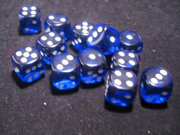 Chessex: 12Ct D6 Dice Set Translucent - Blue/White (16mm) Dice & Gaming Accessories Chessex