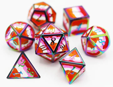Foam Brain Games: Lesbian Pride Flag Community 7-Die Set (Metal) Dice & Gaming Accessories Foam Brain Games