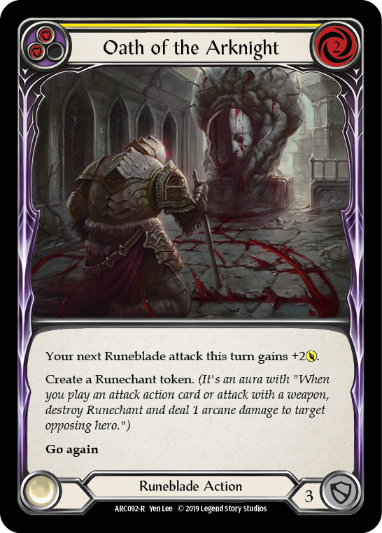 Oath of the Arknight (Yellow) [ARC092-R] 1st Edition Normal Flesh And Blood Single Flesh And Blood   