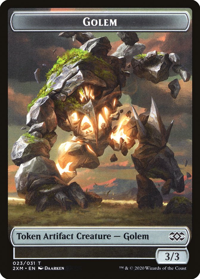 Clue // Golem Double-Sided Token [Tokens] Double Masters Tokens MTG Single Magic: The Gathering
