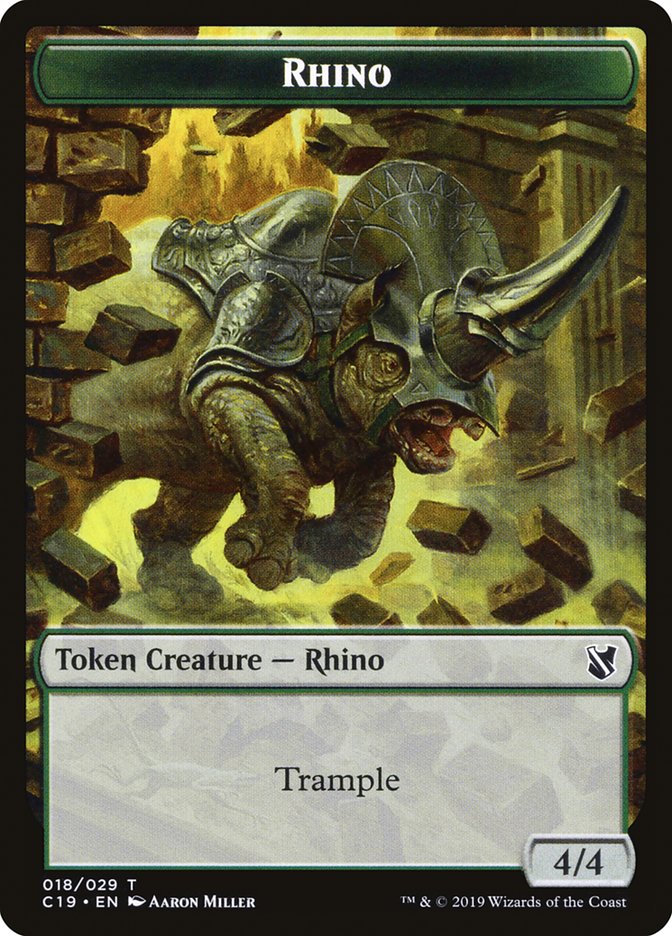 Rhino Token [Tokens] Commander 2019 Tokens MTG Single Magic: The Gathering