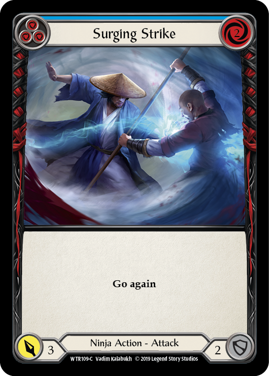 Surging Strike (Blue) [WTR109-C] Alpha Print Rainbow Foil Flesh And Blood Single Flesh And Blood   