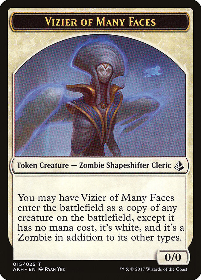 Vizier of Many Faces // Zombie Double-Sided Token [Tokens] Amonkhet Tokens MTG Single Magic: The Gathering