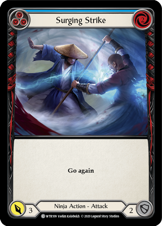 Surging Strike (Blue) [WTR109] Unlimited Edition Rainbow Foil Flesh And Blood Single Flesh And Blood   