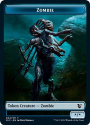 Zombie (005) // Zombie (004) Double-Sided Token [Innistrad: Midnight Hunt Commander Tokens] MTG Single Magic: The Gathering   