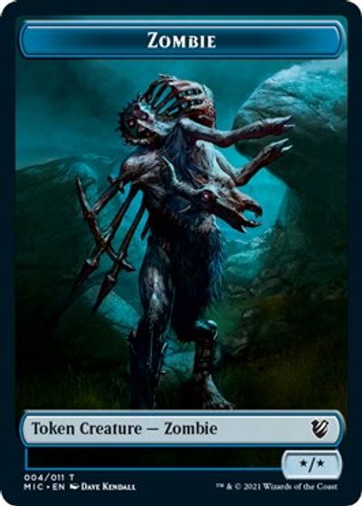 Zombie (005) // Zombie (004) Double-Sided Token [Innistrad: Midnight Hunt Commander Tokens] MTG Single Magic: The Gathering   