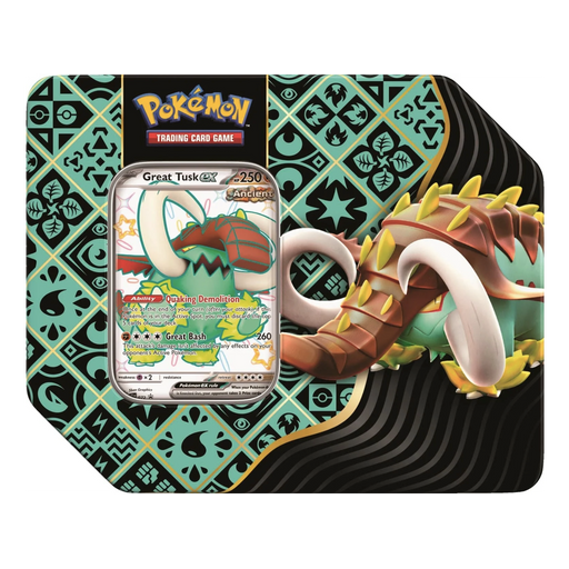 Pokémon Scarlet & Violet: Paldean Fates - Tin (Great Tusk ex) Pokemon Sealed Pokémon   