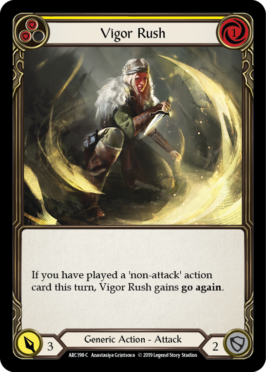 Vigor Rush (Yellow) [ARC198-C] 1st Edition Rainbow Foil Flesh And Blood Single Flesh And Blood   