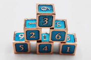 Foam Brain Games Blue and Copper D6 Dice Set (Metal) Dice & Gaming Accessories Foam Brain Games