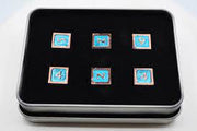 Foam Brain Games Blue and Copper D6 Dice Set (Metal) Dice & Gaming Accessories Foam Brain Games