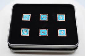 Foam Brain Games Blue and Copper D6 Dice Set (Metal) Dice & Gaming Accessories Foam Brain Games