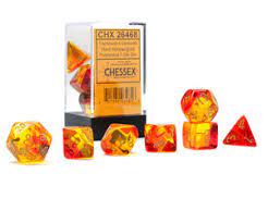 Chessex: 7-Die Set Translucent Gemini - Red-Yellow/Gold Dice & Gaming Accessories Chessex