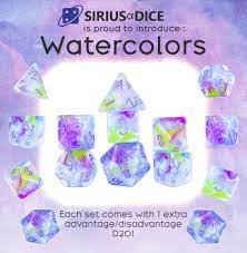 Sirius Dice: 7-Die Dice Set - Watercolors Dice & Gaming Accessories Sirius Dice