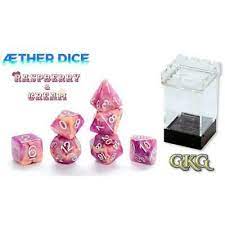 Gate Keeper Games: Raspberry & Cream Aether: 7-Die set Dice & Gaming Accessories Gate Keeper Games