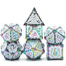 Foam Brain Games: White Rainbow Dagger of Venom: 7-Die Set (Metal) Dice & Gaming Accessories Foam Brain Games
