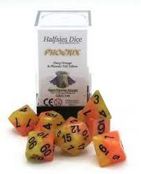 Gate Keeper Games: "Phoenix" Halfsies 7-Die Dice Set Dice & Gaming Accessories Gate Keeper Games