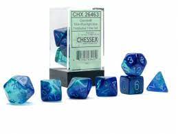 Chessex: 7-Die Set Luminary Gemini - Blue-Blue/Light Blue Dice & Gaming Accessories Chessex
