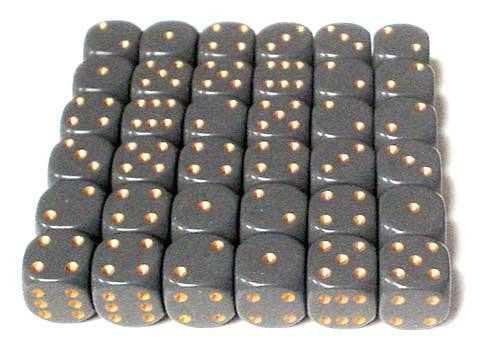 Chessex: Dark Grey/Copper Opaque 36Ct D6 Dice Set 12mm Dice & Gaming Accessories Chessex